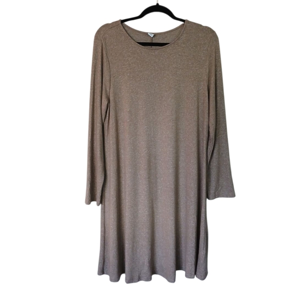 Old Navy Tan Long Sleeve A-line Plush Dress Size Large - Picture 1 of 8